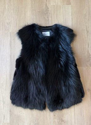 cc YVES SALOMON Finnraccoon & Mink Fur Vest Black Size 38 / US Medium 8 10 | eBay US
