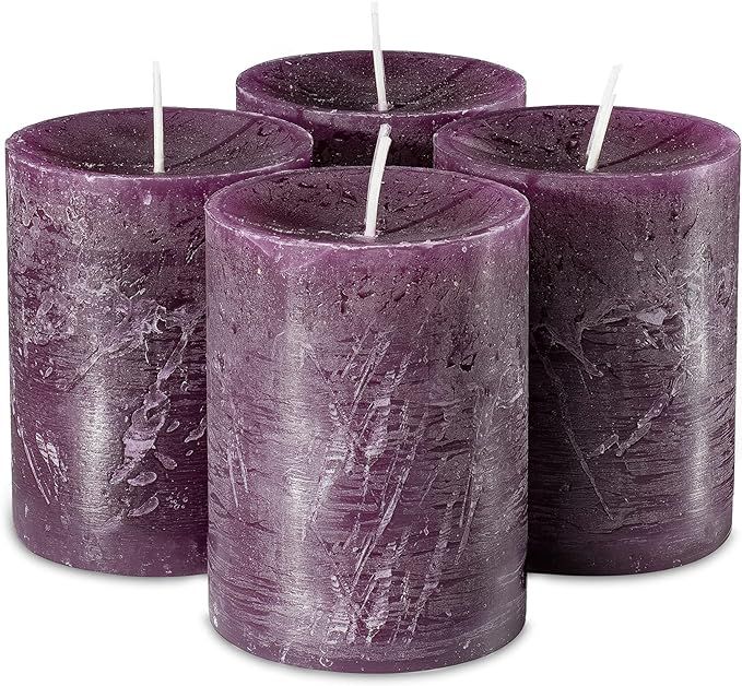 SPAAS Rustic Purple Pillar Candles - 2.7" X 3" Decorative Candles Set of 4 - Clean Burning and Dr... | Amazon (US)