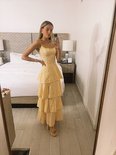 Yellow floral tiered dress from Eddy 

#LTKtravel #LTKstyletip #LTKwedding