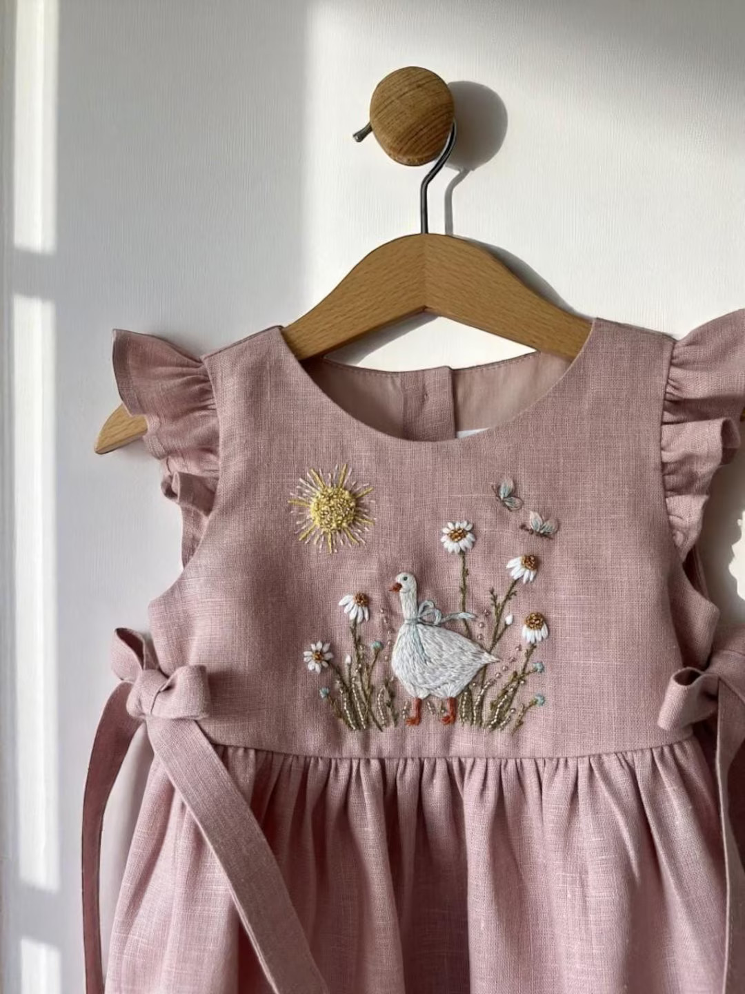 Silly Goose Birthday with Bow Sleeveless Dress for Girls, Custom 1st Birthday Soft Linen Dress, E... | Etsy (US)