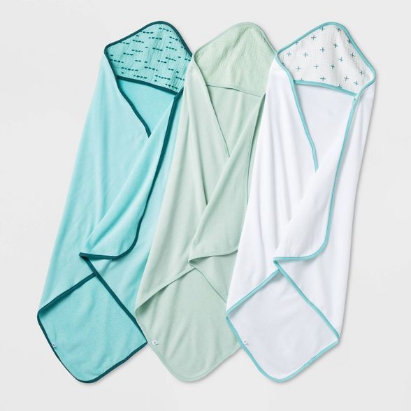 Baby Boys' Basic Muslin Hooded Towel - Cloud Island™ Mint/Aqua/White | Target