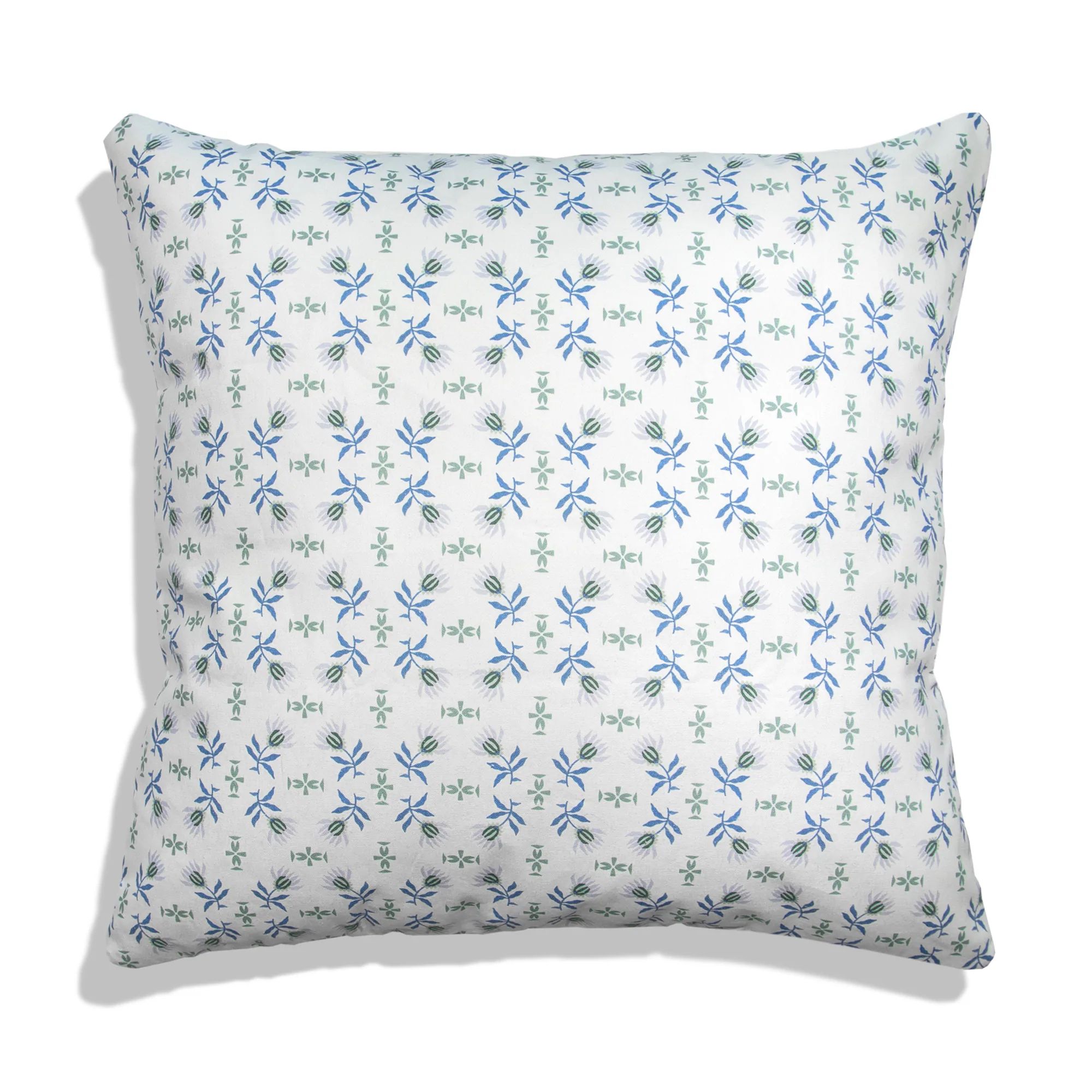Blue & Green Floral Pillow | Pepper