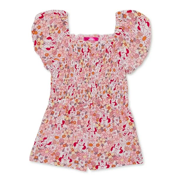 Disney Toddler Girl Minnie Mouse Smocked Print Romper, Sizes 18M-5T - Walmart.com | Walmart (US)