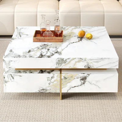Modern Square Marble Textured Coffee table | Wayfair North America