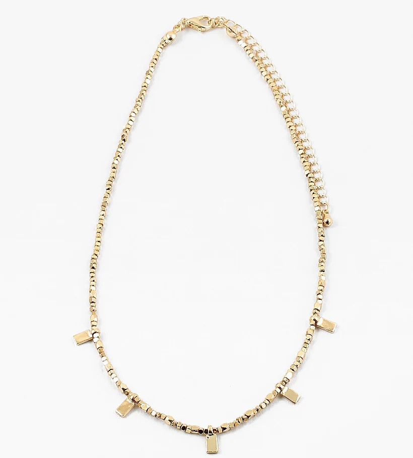 Tiny Beaded Rectangle Necklace | Erin McDermott Jewelry