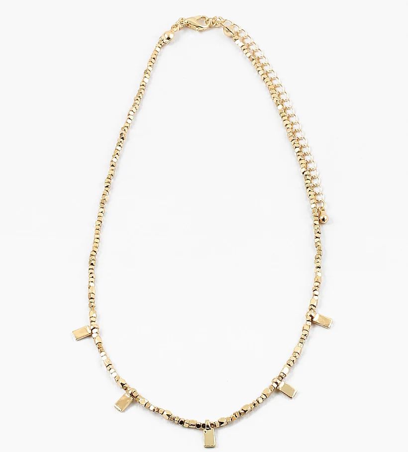Tiny Beaded Rectangle Necklace | Erin McDermott Jewelry