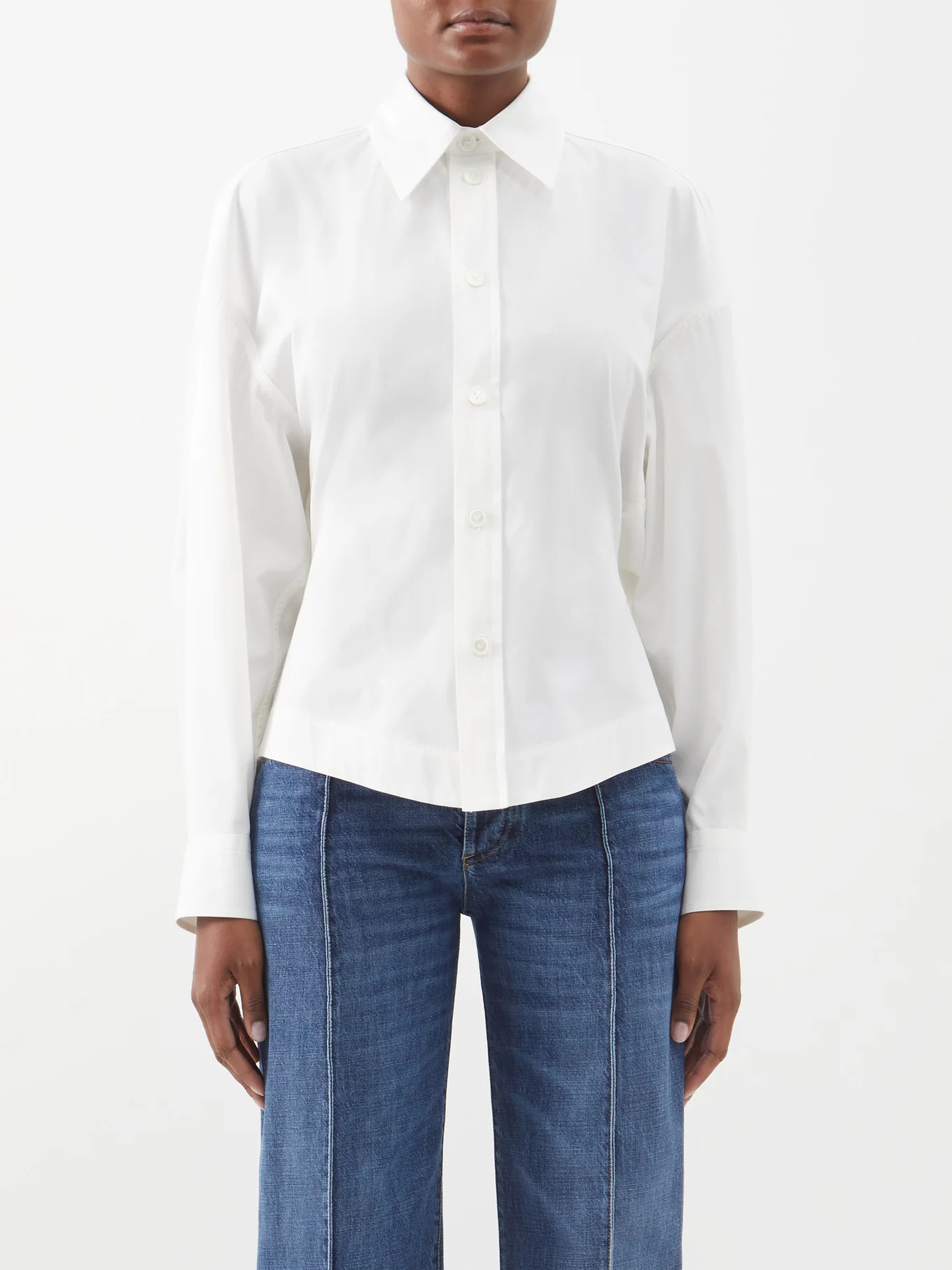 Gathered-back cotton-blend poplin shirt | Matches (UK)