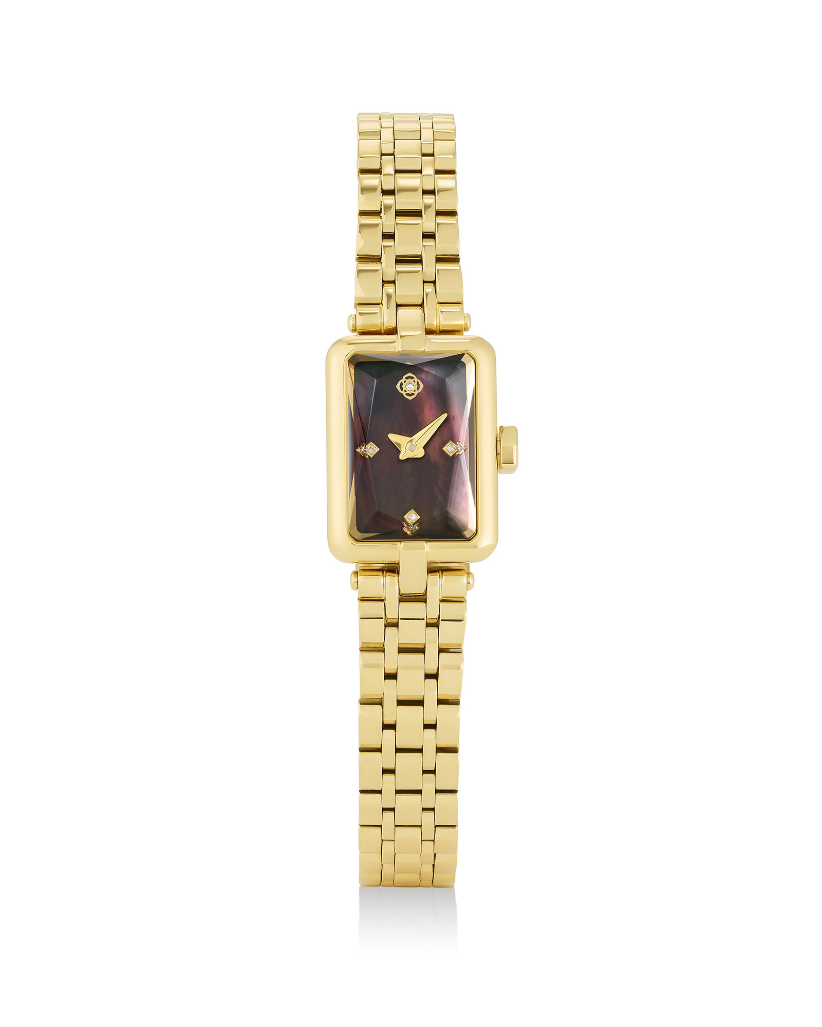 Adela Gold Tone Stainless Steel Watch in Black Mother-of-Pearl | Kendra Scott