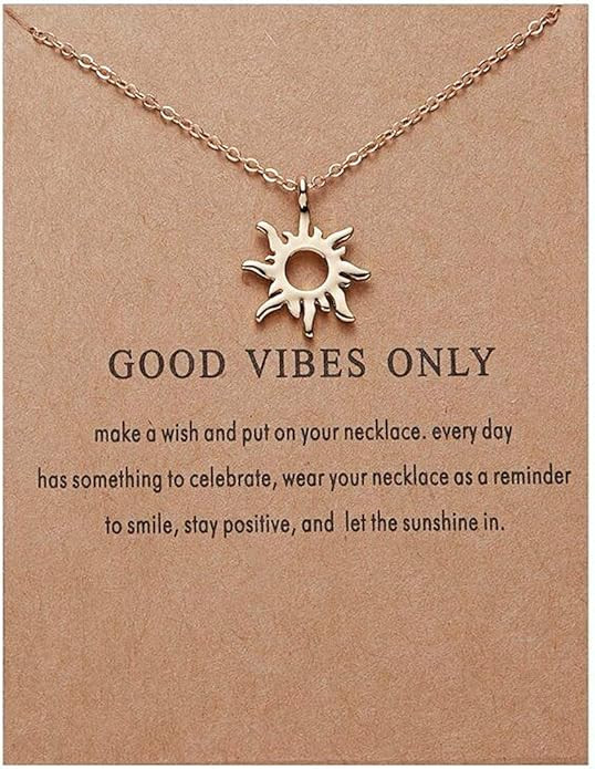 Clavicle Necklace with Blessing Gift Card - Dainty Gold Necklace Sun Feather Necklace for Women -... | Amazon (US)