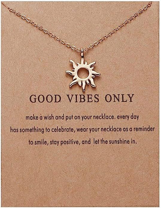 Clavicle Necklace with Blessing Gift Card - Dainty Gold Necklace Sun Feather Necklace for Women -... | Amazon (US)
