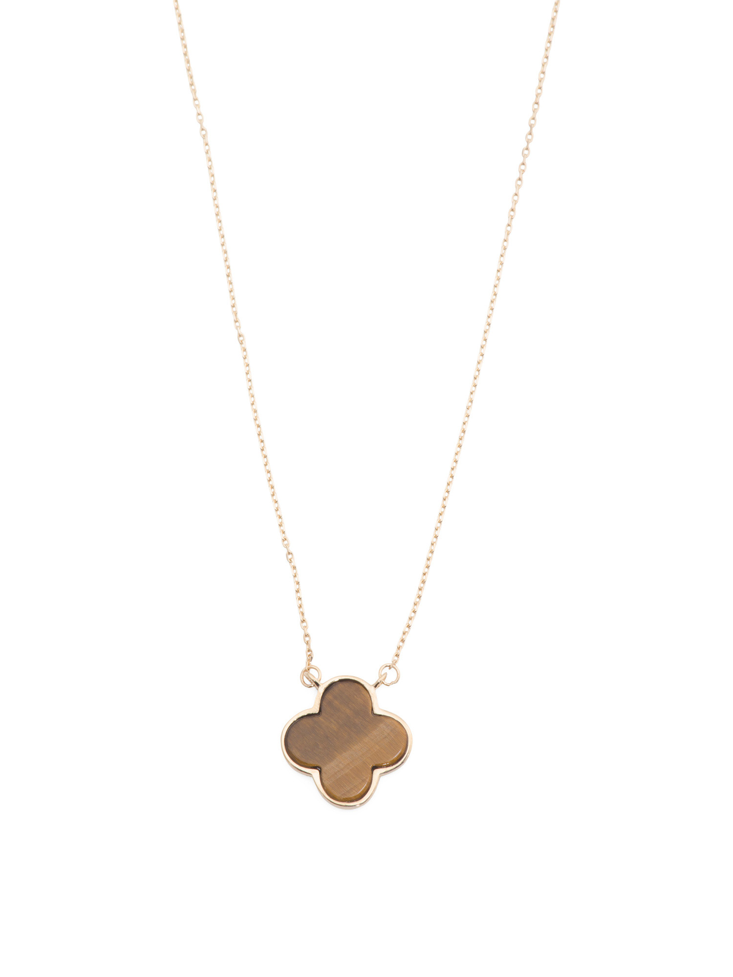 Made In The Usa 14kt Gold Tiger's Eye Clover Necklace | TJ Maxx