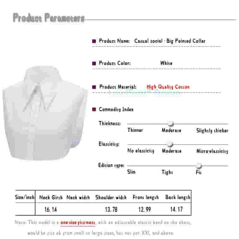 LoudSung Fake Collar Detachable Half Shirt Blouse False Collar with Big Pointed Cotton Elegant Di... | Walmart (US)