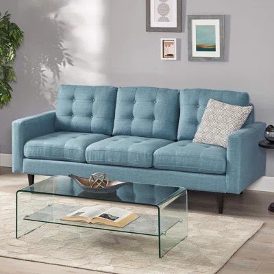 Contemporary Tufted Fabric 3-Seater Sofa with Waffle Stitch and Durable wood Frame | Wayfair North America