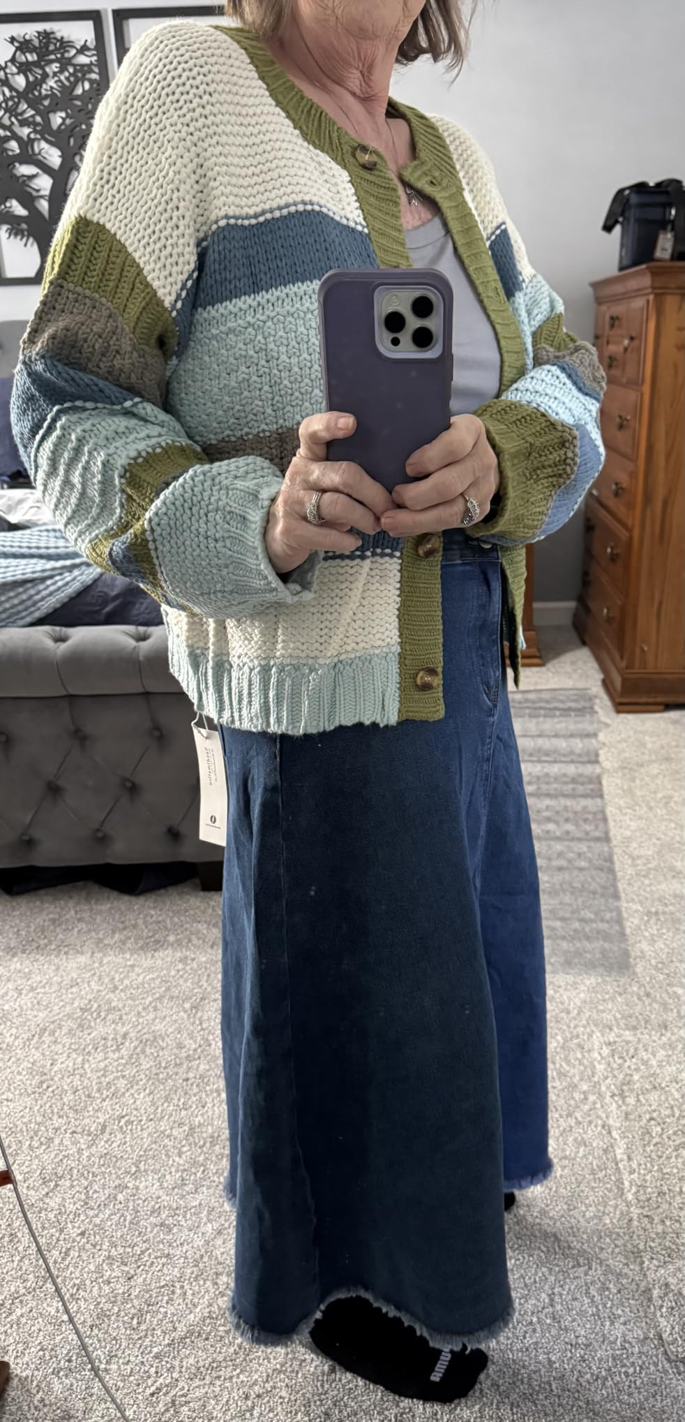 Saodimallsu Womens Striped Chunky Cardigan Sweaters Button Up Fall Trendy Color Block Long Sleeve... | Amazon (US)