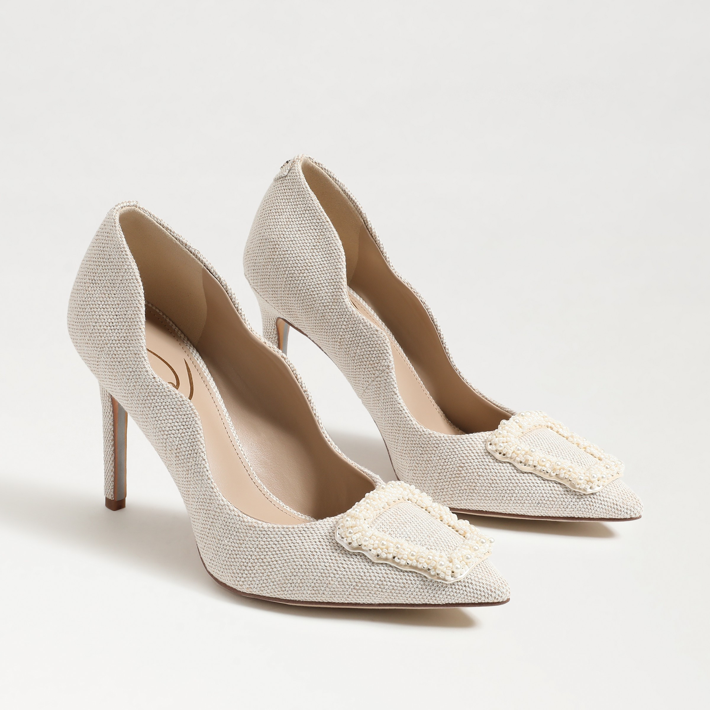 Sam Edelman Harriett Beaded Pointed Toe Heel Ivory Multi 6.0 | Sam Edelman