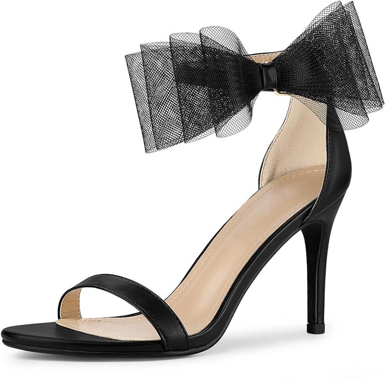 Perphy Open Toe High Heels Ankle Strap Bow Tie Stiletto Heel Sandals for Women | Amazon (US)