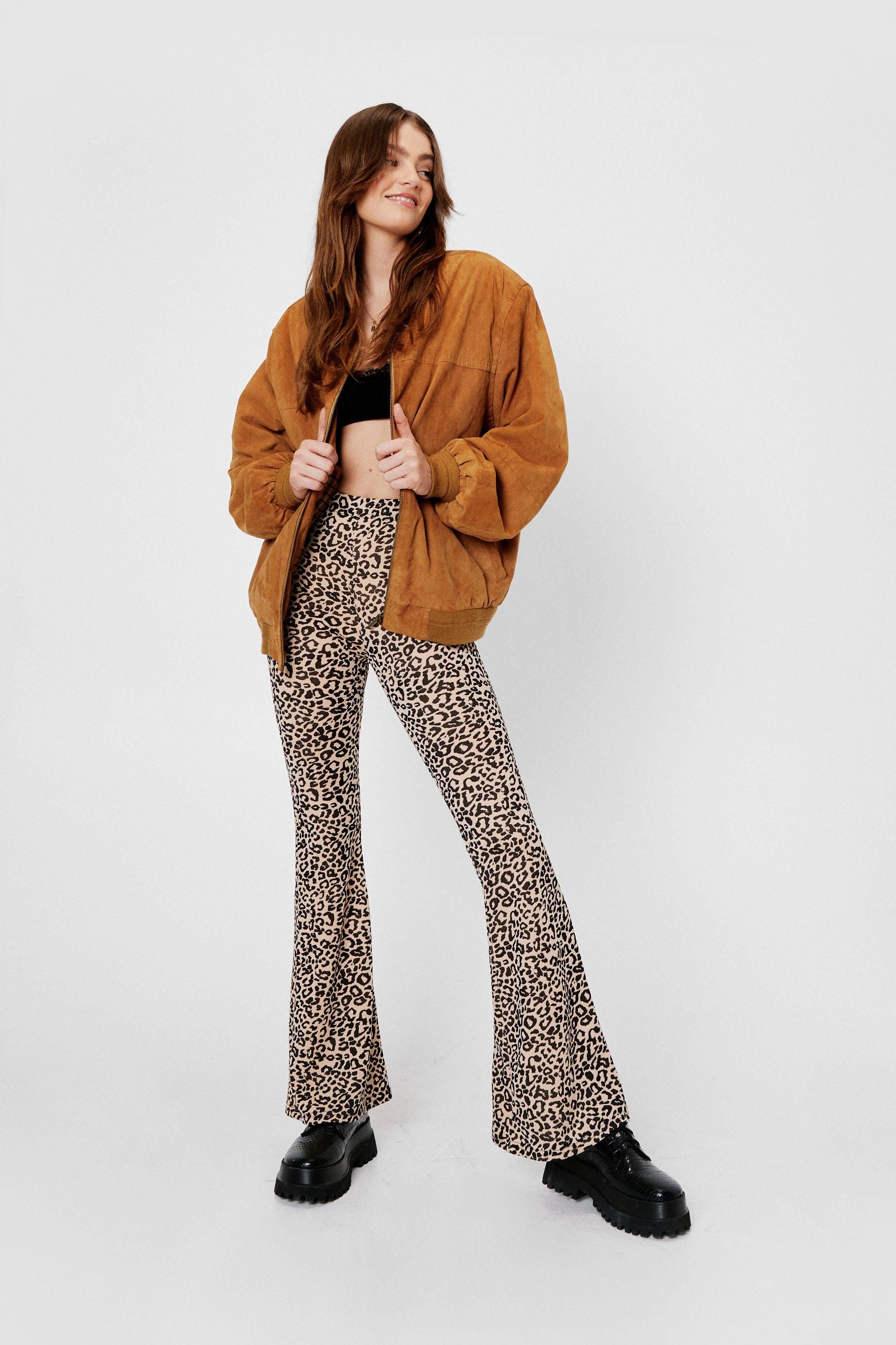 High Waisted Leopard Print Flare Pants | Nasty Gal (US)