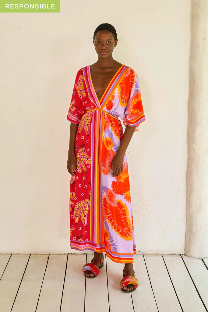 DUAL SCARVES PRINT MIDI DRESS | FarmRio (US)