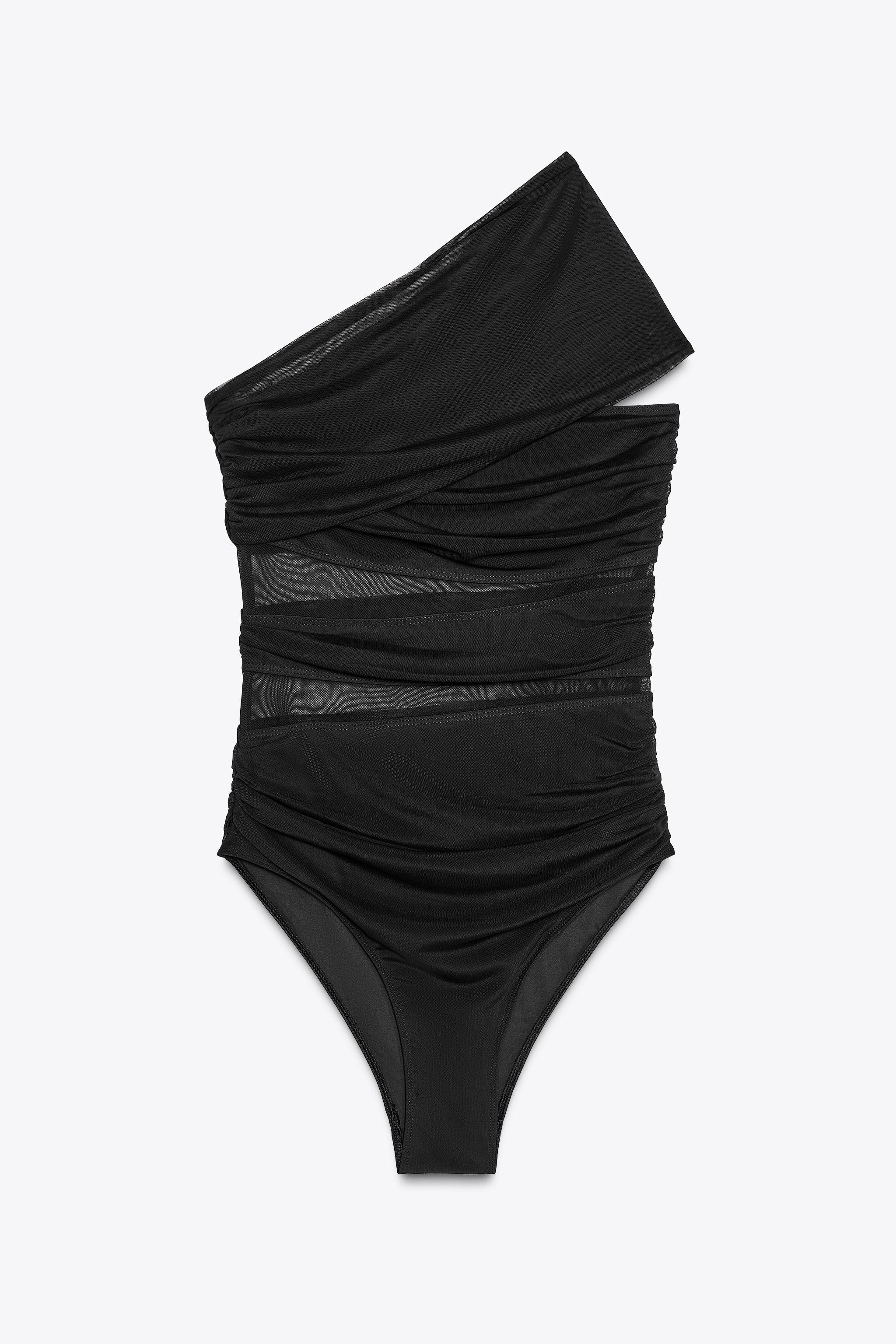 ASYMMETRIC TULLE CUT OUT SWIMSUIT | Zara US
