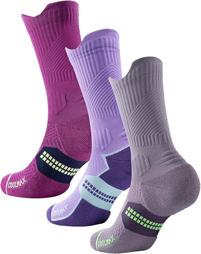 Womens Coolmax Bamboo Viscose Compression Running Crew Socks, Moisture-Wicking Anti-Blister Hikin... | Amazon (US)