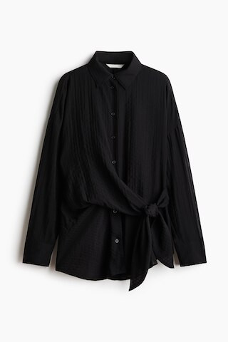H & M - Tie-Detail Shirt - Black | H&M (US + CA)