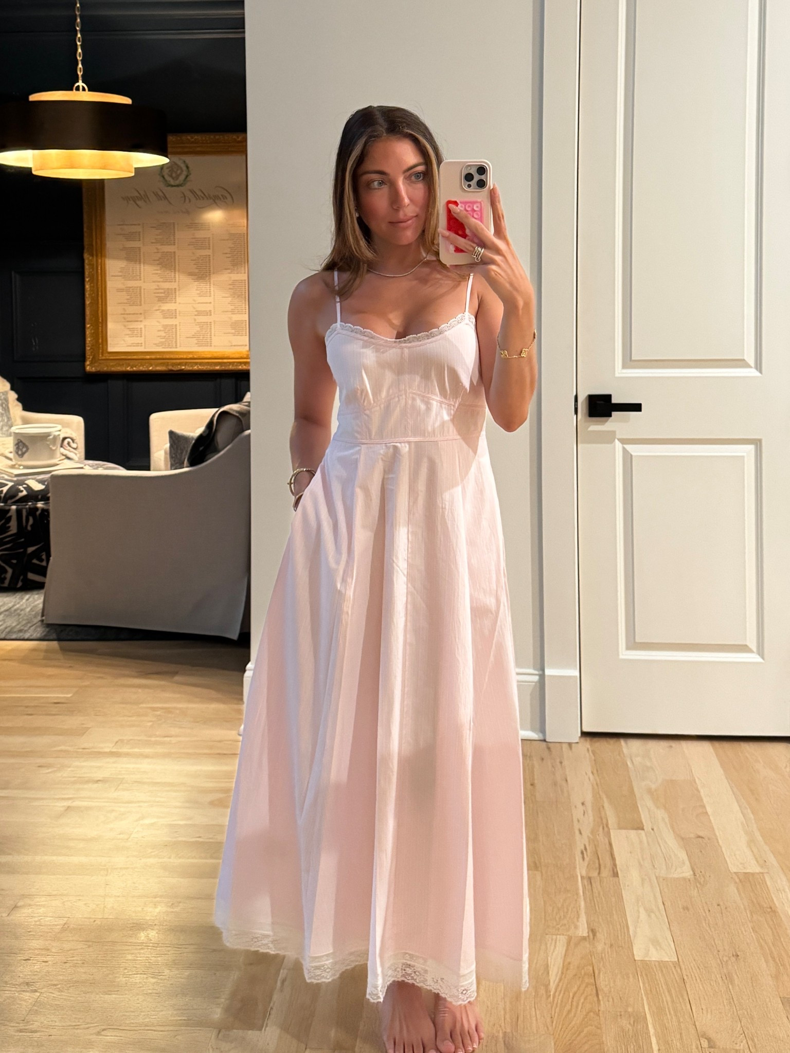 LoveShackFancy pink cotton midi dress 
