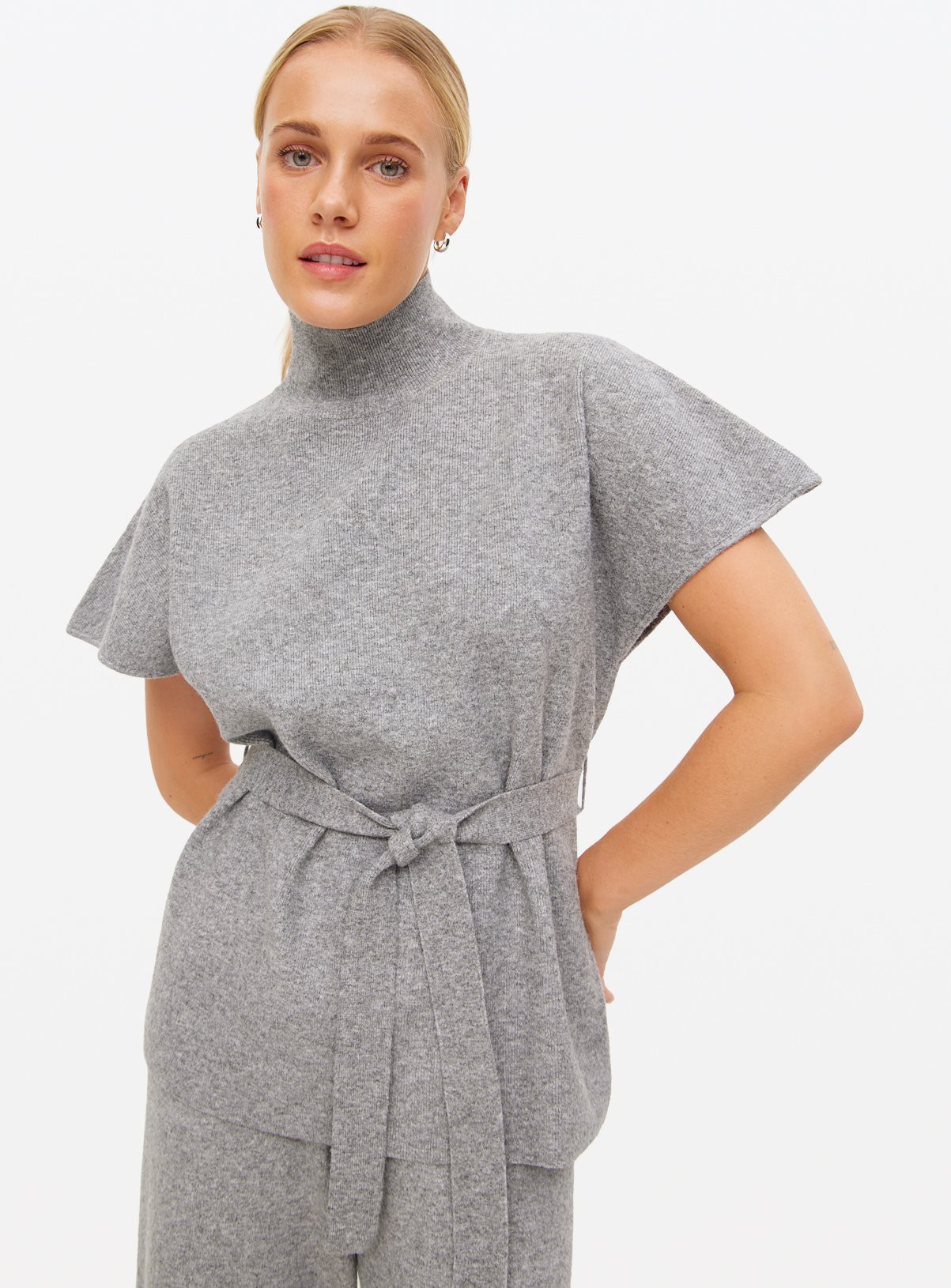 Grey Belted Compact Knit Co-ord Top | Tu Clothing