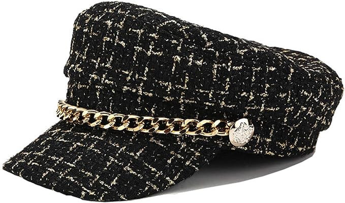 Women Tweed-Plaid-Newsboy Fiddler Cap Classic Cabbie-Berets Hat Winter | Amazon (US)