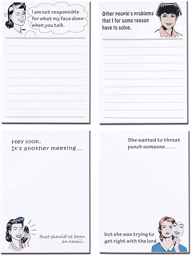 DUGUTUL 4 Funny Novelty Memo Pads,4 x 5.5 in(10x14cm),200 sheets,Coworker Gifts for Women,Funny N... | Amazon (US)