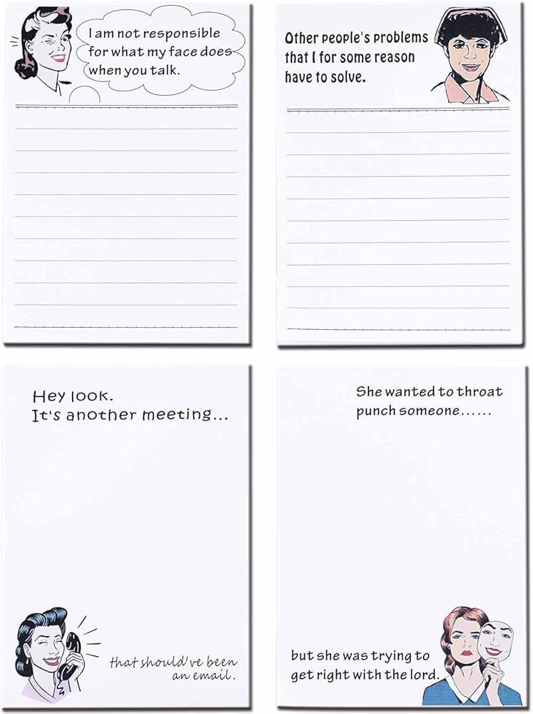 DUGUTUL 4 Funny Novelty Memo Pads,4 x 5.5 in(10x14cm),200 sheets,Coworker Gifts for Women,Funny N... | Amazon (US)