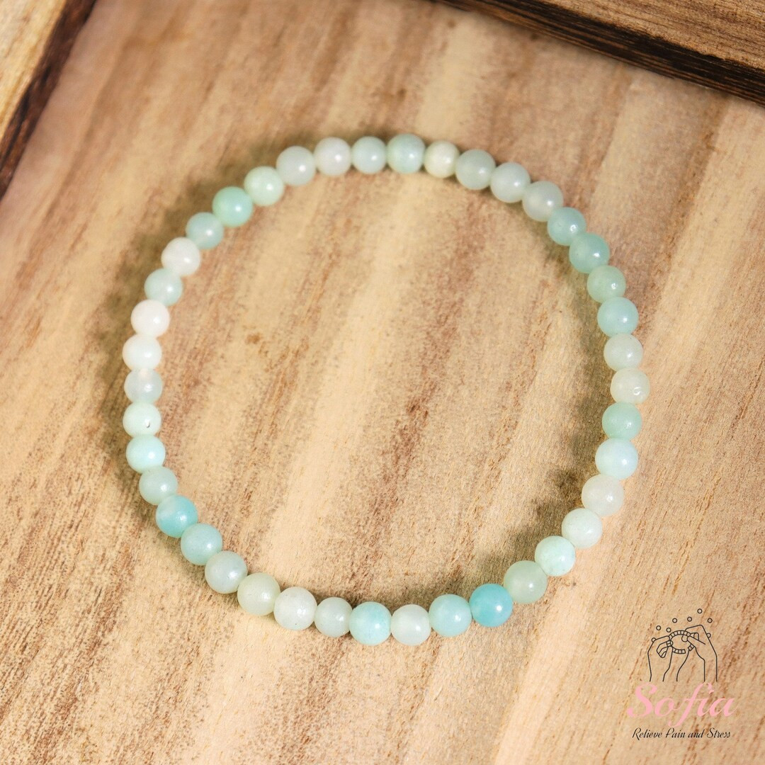 Natural 4mm Amazonite Bracelet Blue Delicate Crystal Dainty Bracelet Amazonite Gemstone Healing B... | Etsy (US)