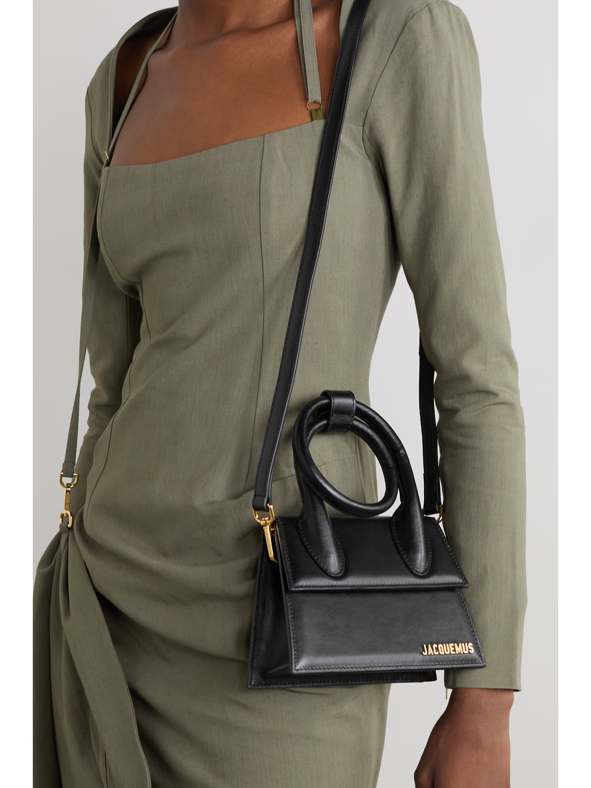 Black Le Chiquito Noeud leather shoulder bag | JACQUEMUS | NET-A-PORTER | NET-A-PORTER (US)
