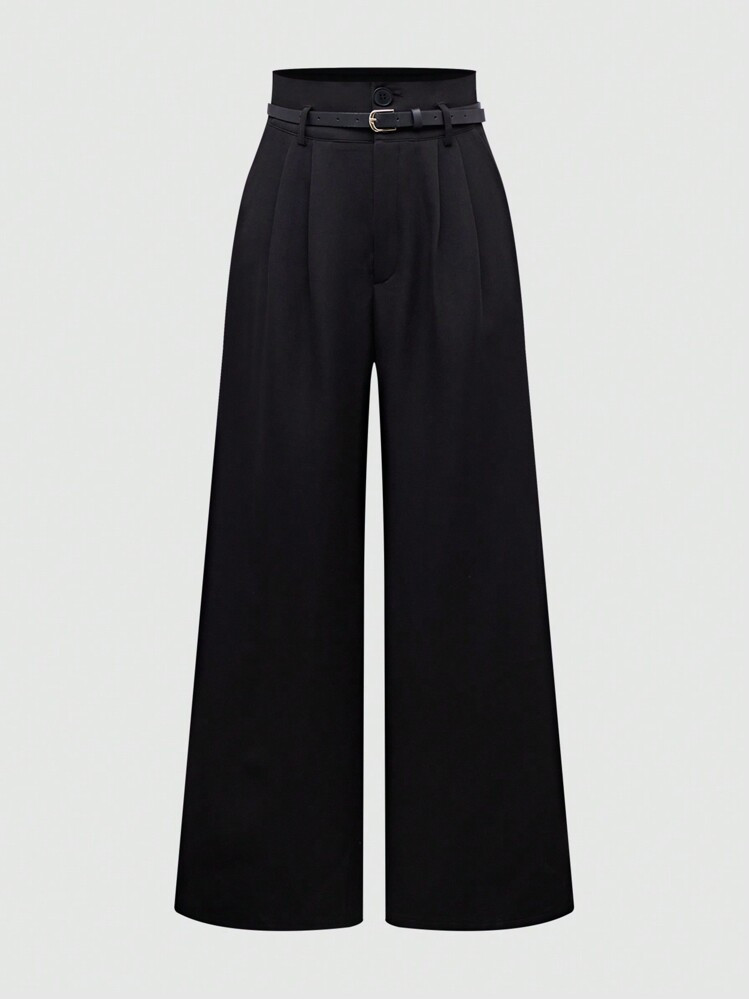 Wife Leg Black Pants  | SHEIN