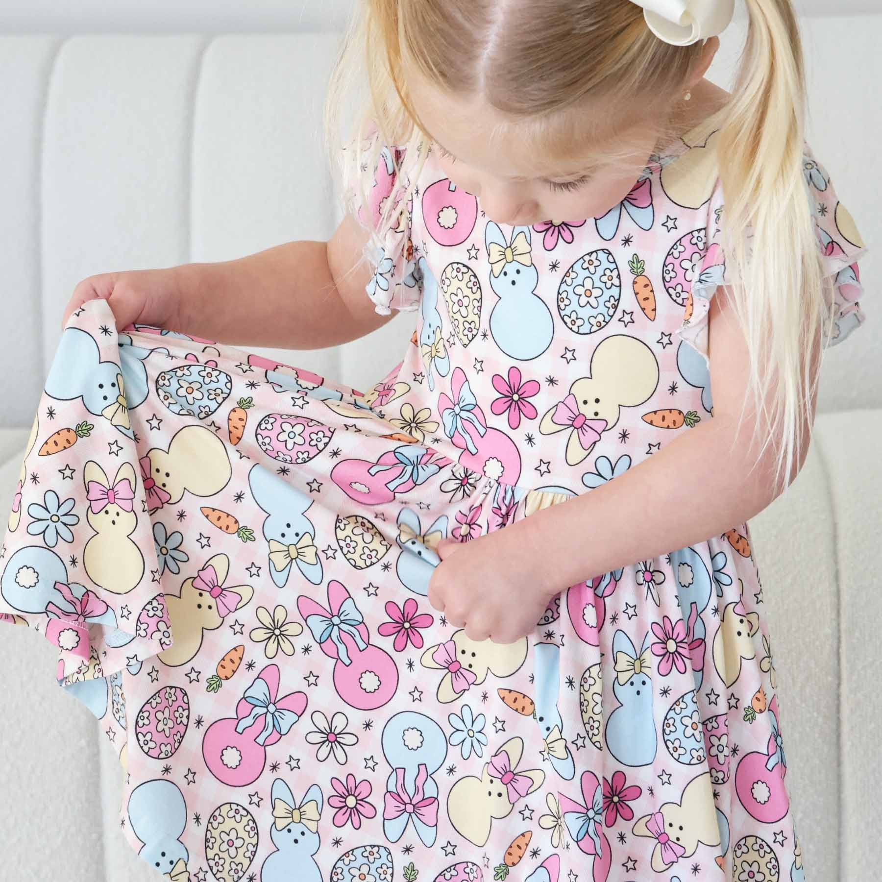 Ruffle Twirl Dress | Cottontail Cuties Pink | Caden Lane