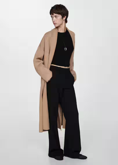 MANGO - Oversized knitted coat with pockets medium brown - M - Women | MANGO (US)