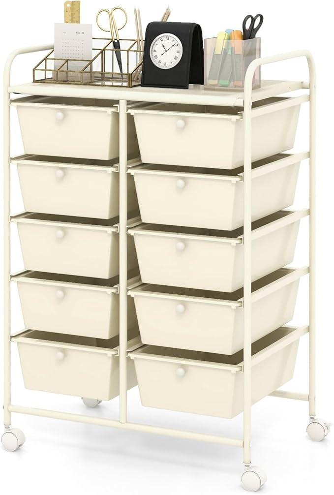 Moccha Rolling Cart with 10 Drawers - Storage Drawers Organizer with wheels for Craft Art Supply ... | Amazon (US)