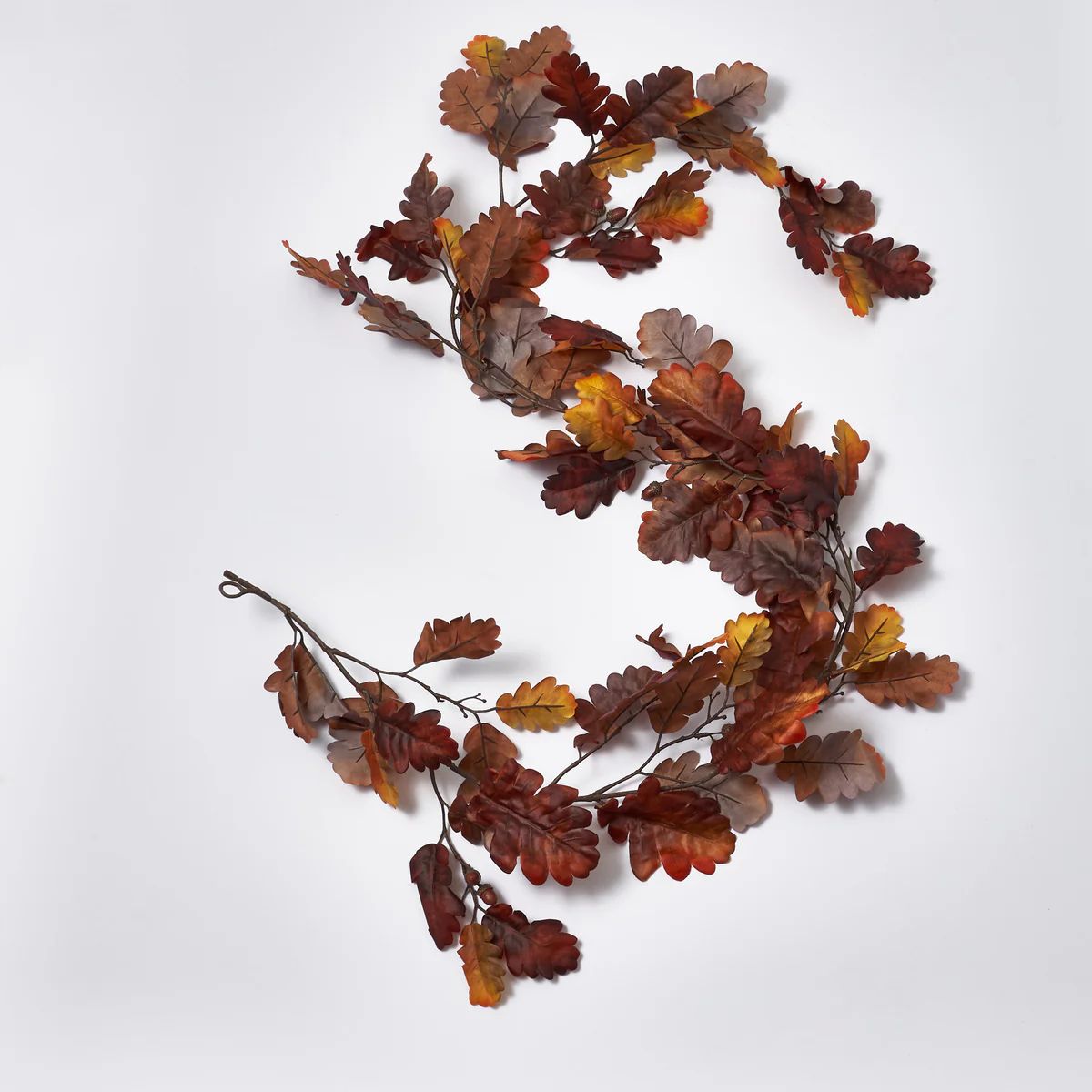 Rustic Brown Oak Leaf & Autumn Acorn Fall Table Runner Mantle Garland | Darby Creek Trading