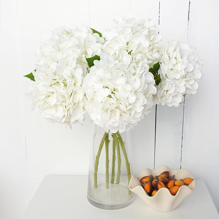 4 hortensias falsas, 20 pulgadas de alto, de látex, hortensias de tacto real, de seda, para rell... | Amazon (US)