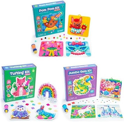 Educational Insights Pom Pom Kit, Tufting Kit and Jumbo Gem Art Kit, Set of 3 Art Kits | Amazon (US)