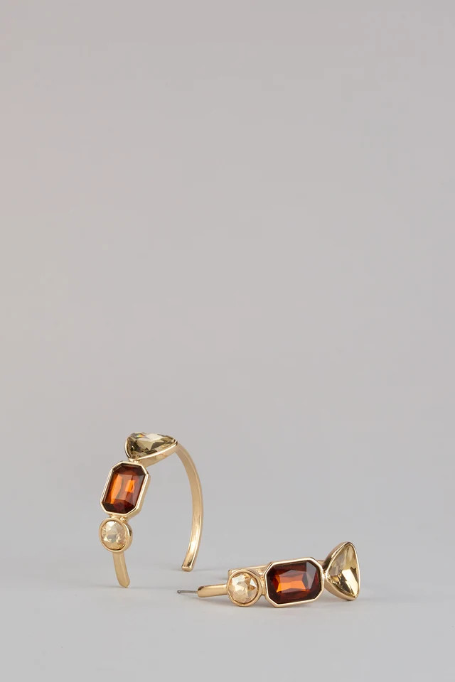 Chic Shine Stone Hoop Earrings | Windsor Stores
