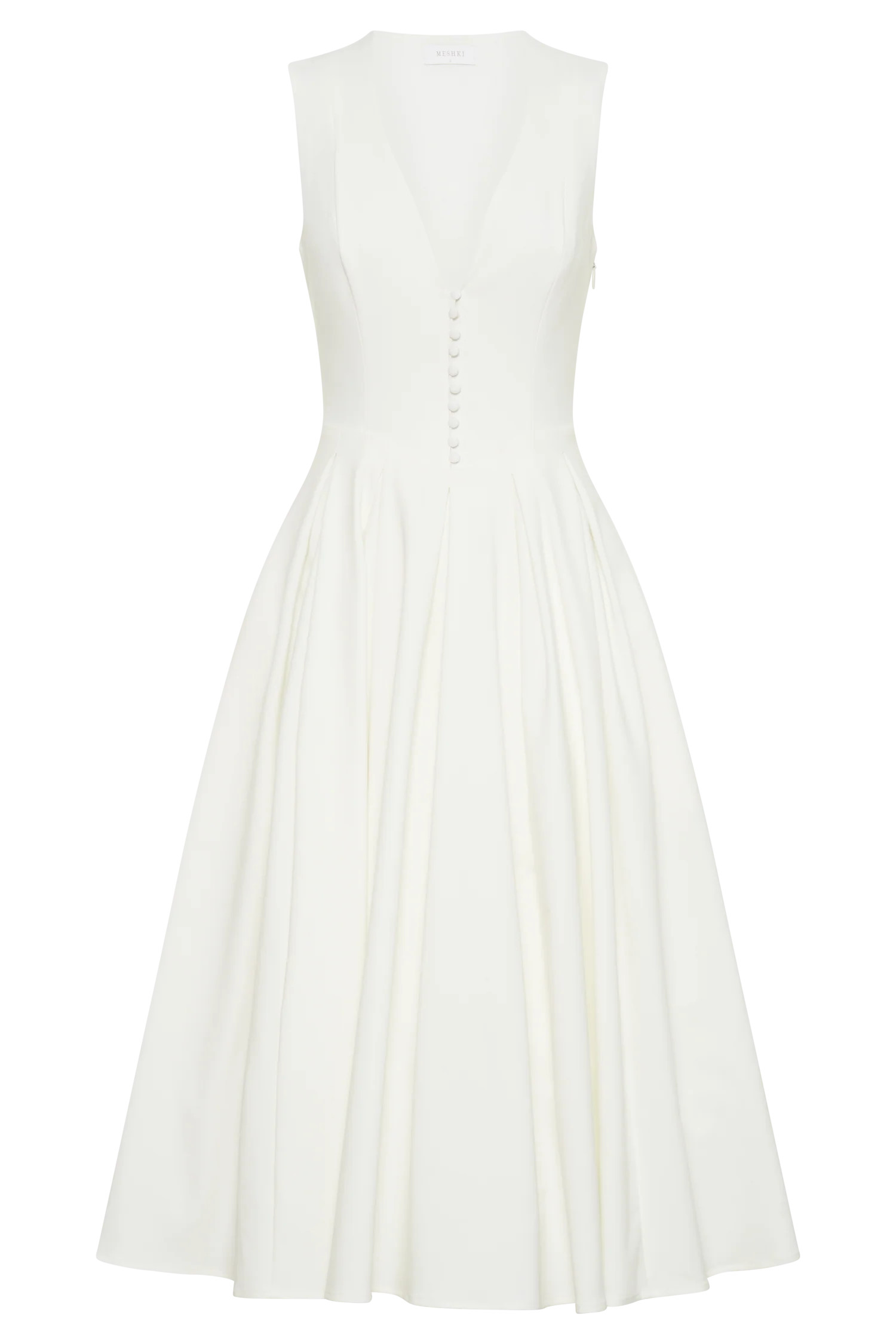 Keely Cotton Sleeveless Midi Dress - White | MESHKI US