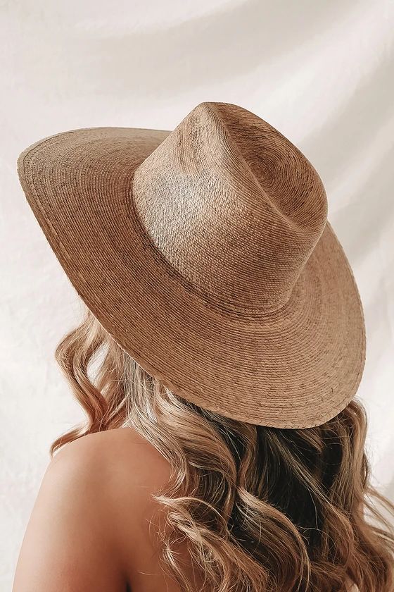 Palma Tan Wide-Brimmed Fedora Hat Sun Hat Straw Hat Straw Cowboy Hat Sun Dress Hats For Women 2024 | Lulus