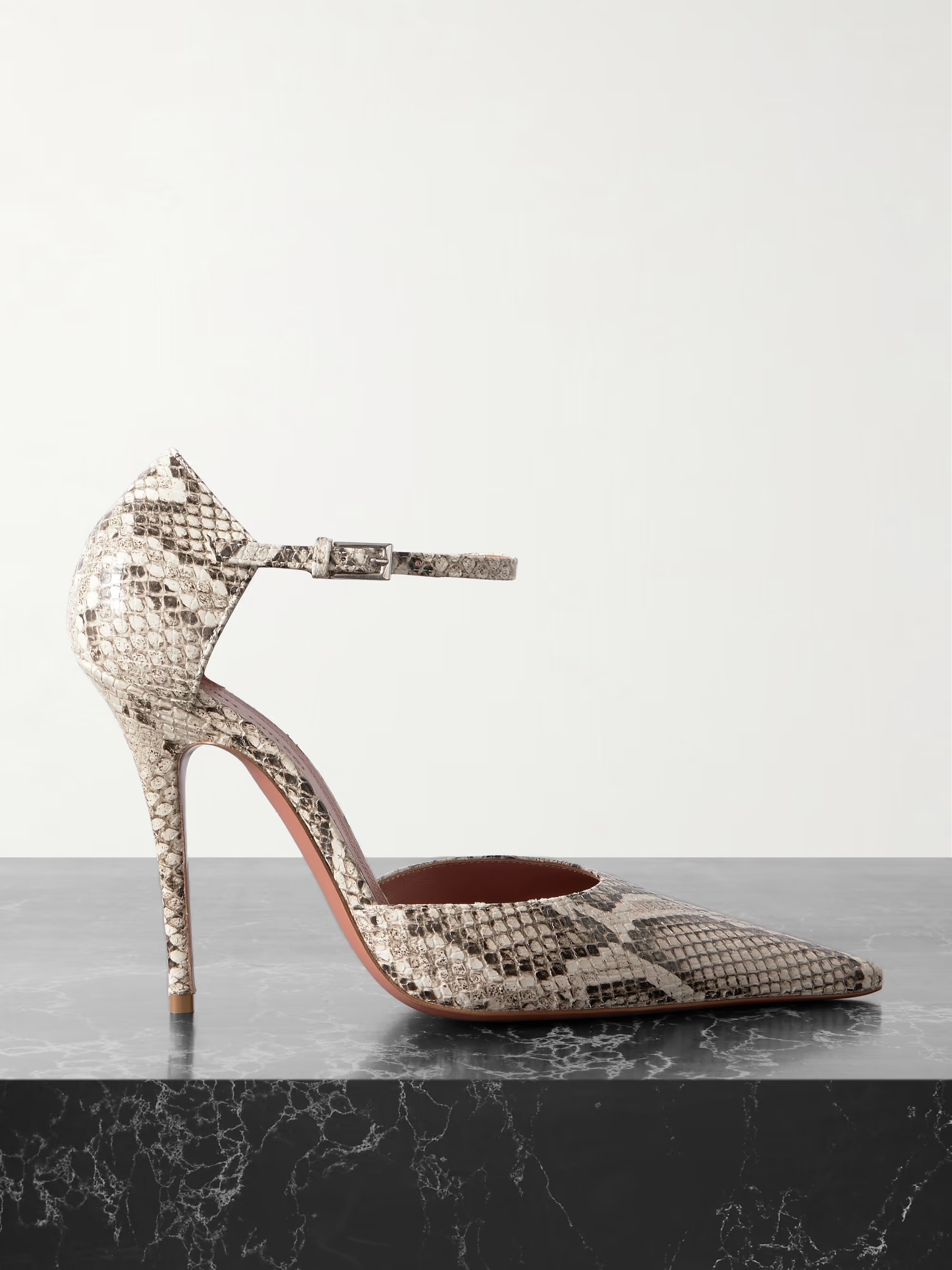 Amina Muaddi's 'Barbara' pumps are made from leather that's printed and embossed to look convinci... | NET-A-PORTER (UK & EU)
