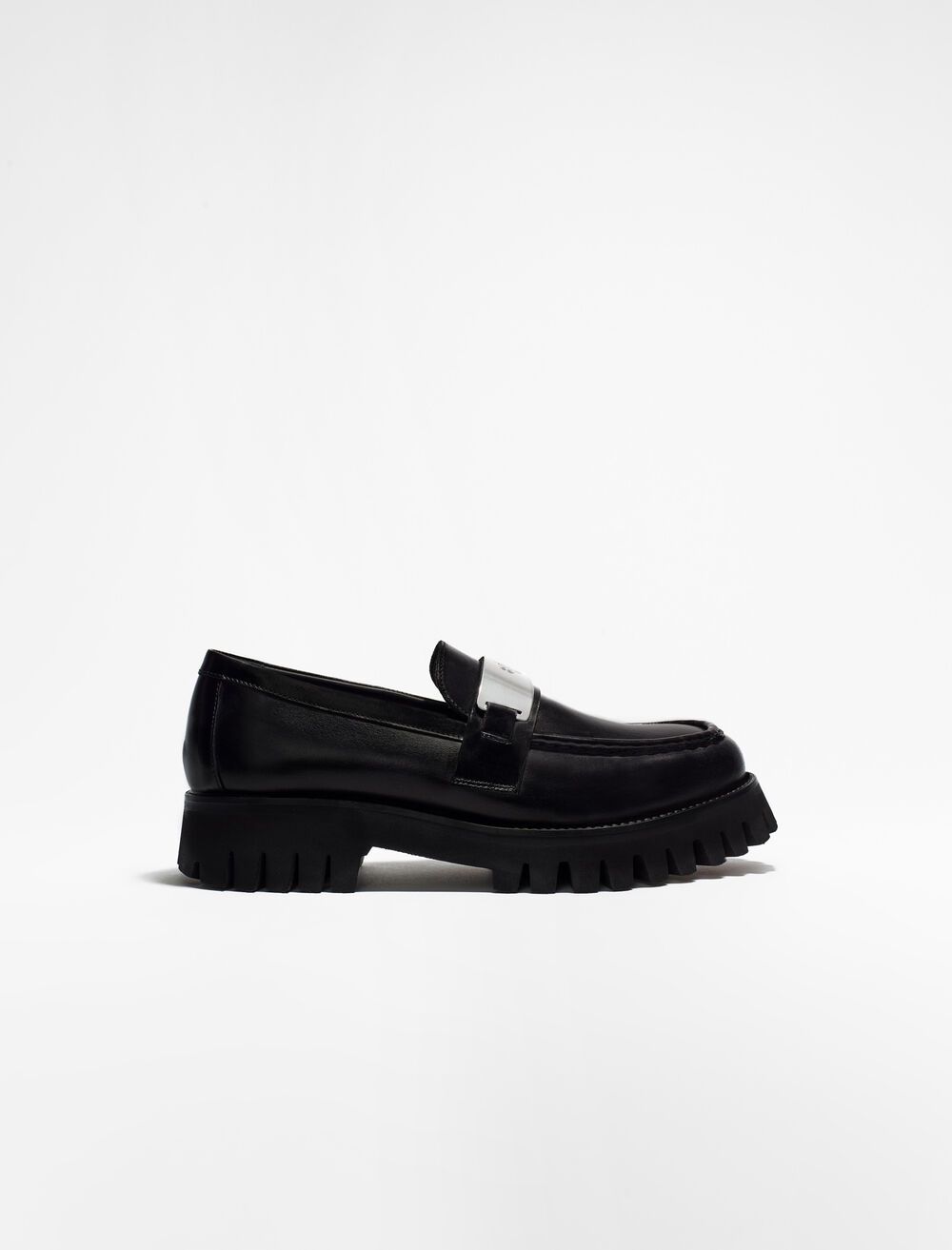 121FOROFFICE Leather platform loafers | Maje US