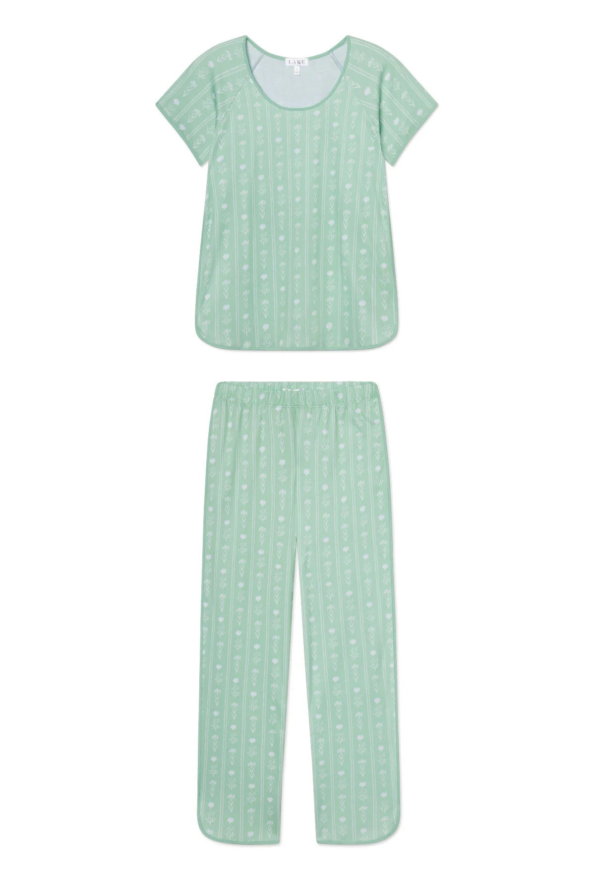 Pima Short-Long Set in Parisian Green Watercolor Stems | Lake Pajamas