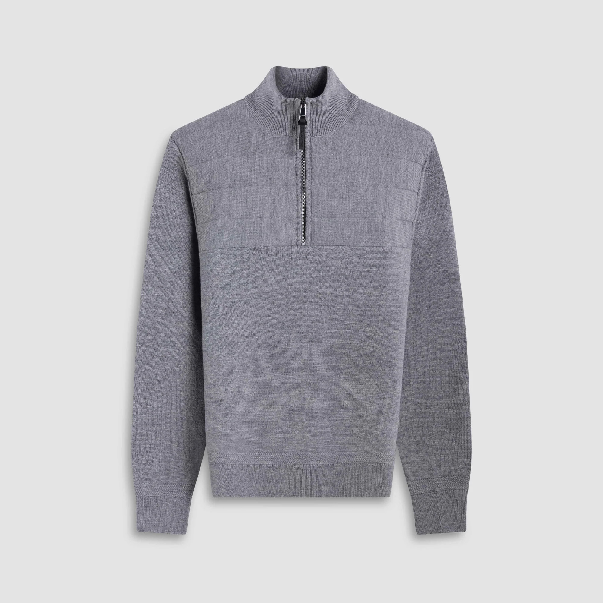 Melange Quarter Zip Mock Neck Sweater | Bugatchi