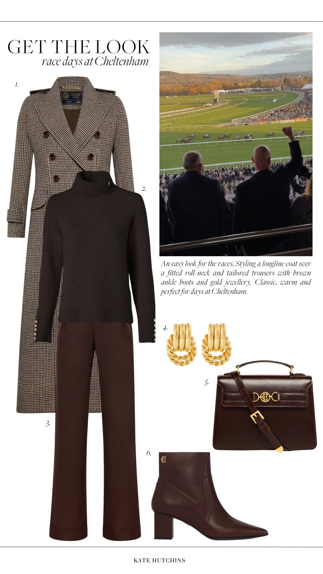 An easy look for the races. Styling a longline coat over a fitted roll-neck and tailored trousers with brown ankle boots and gold jewellery. Classic, warm and perfect for days at Cheltenham.


#LTKootd