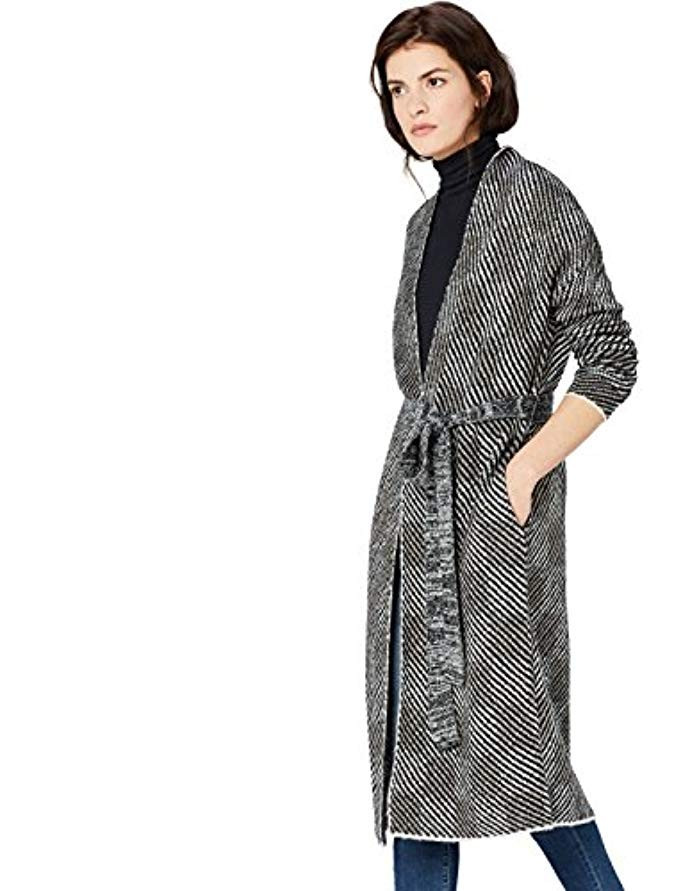 FIND Manteau Cardigan à Rayures et Ceinture Femme | Amazon (FR)