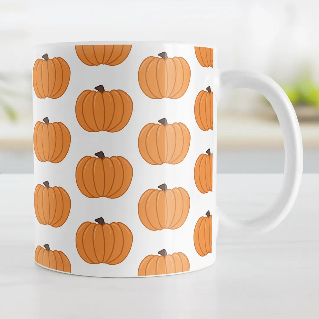 Pumpkins Mug, Fall Orange Pumpkin Pattern Thanksgiving Autumn Coffee Cup 11oz or 15oz Ceramic Cof... | Etsy (US)