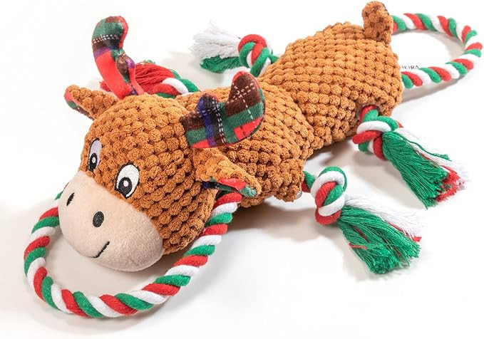IOKHEIRA Christmas Squeaky Dog Toys, Dog Plush Toys for Chewers, Durable Interactive Dog Toys for... | Amazon (US)